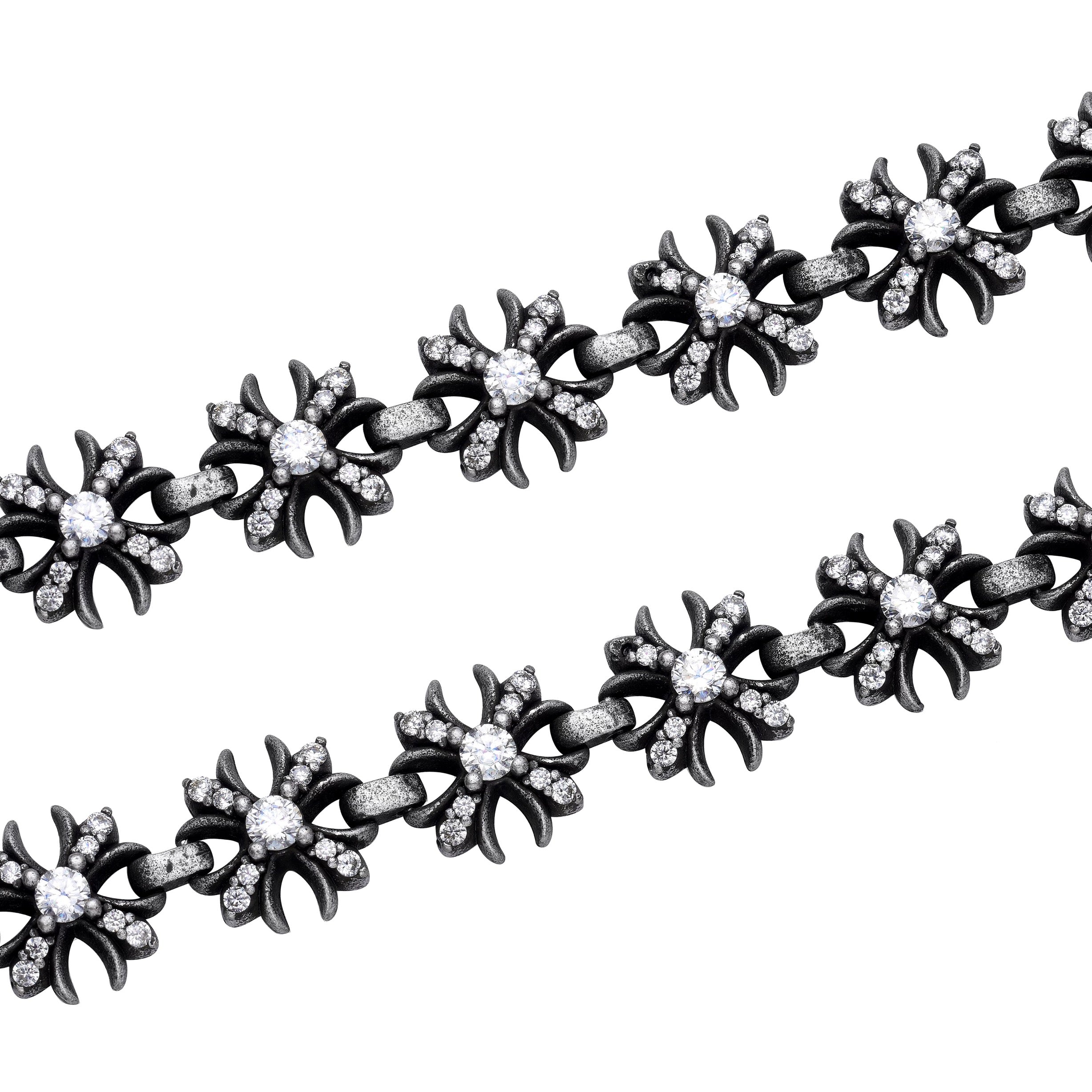 DIVINE LINK – Bracelet Croix 20 cm en Platine Vieilli