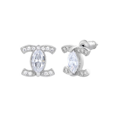 CRYSTAL SIN – Boucles d’oreilles Double C 8 mm en Moissanite VVS1 et Argent 925