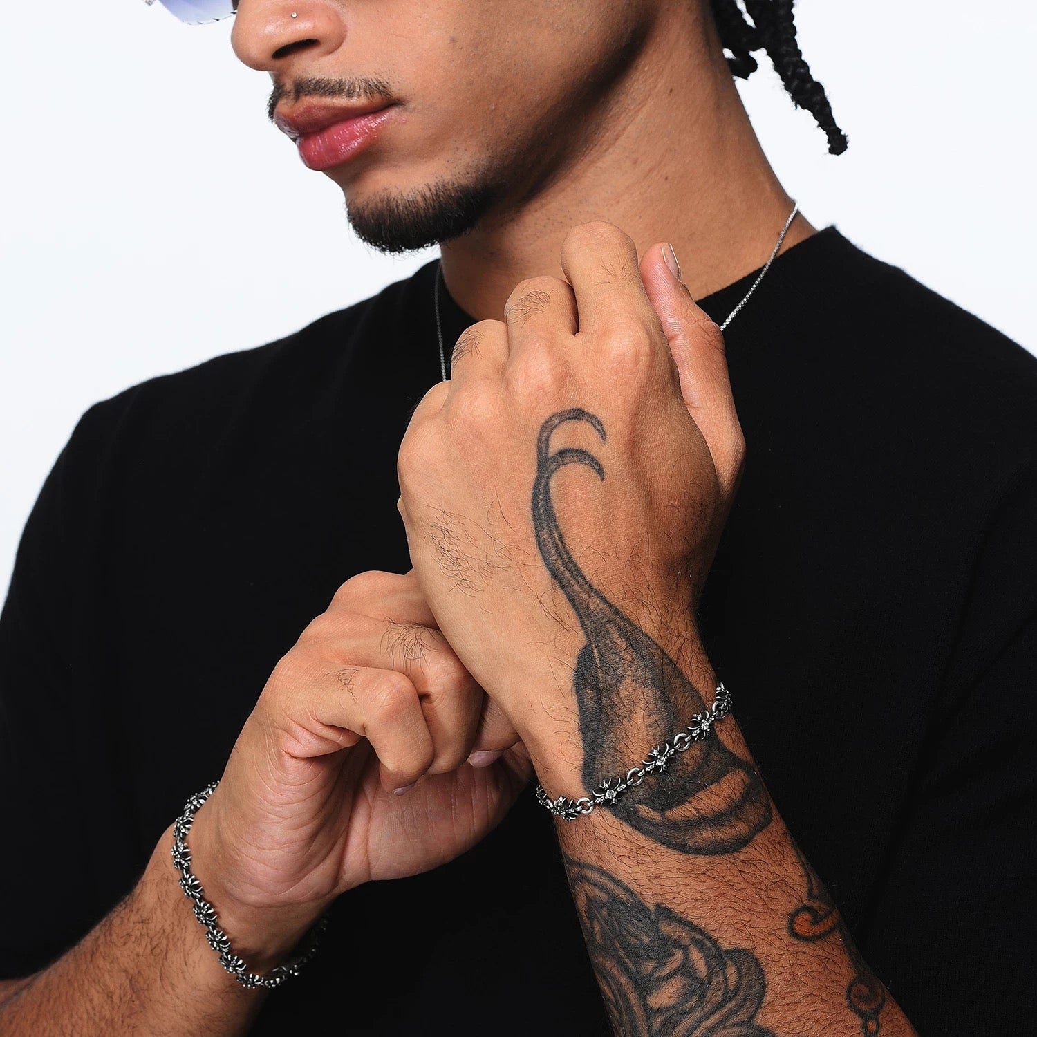 CROSSLINE – Bracelet Croix en Platine Vieilli