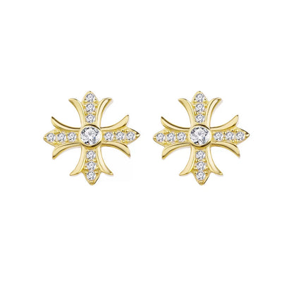 LYS GOTH – Boucles d’oreilles Croix 10 mm en Argent 925