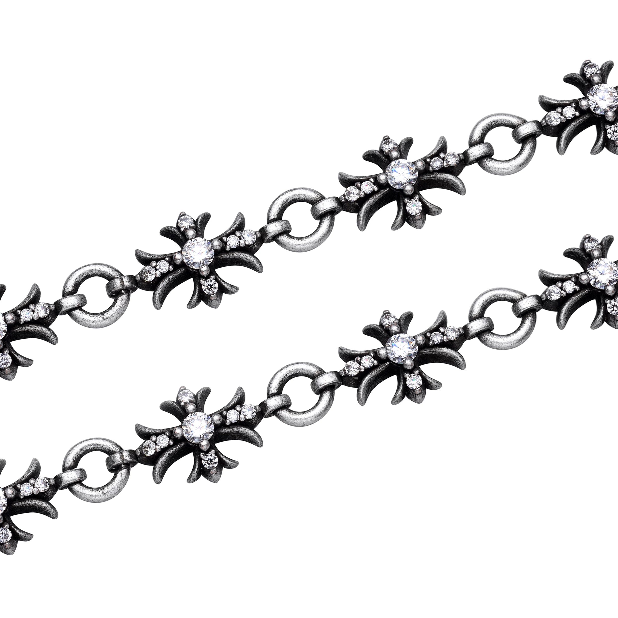 CROSSLINE – Bracelet Croix en Platine Vieilli