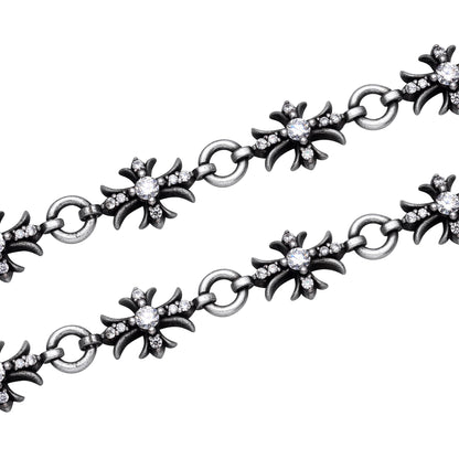 CROSSLINE – Bracelet Croix en Platine Vieilli