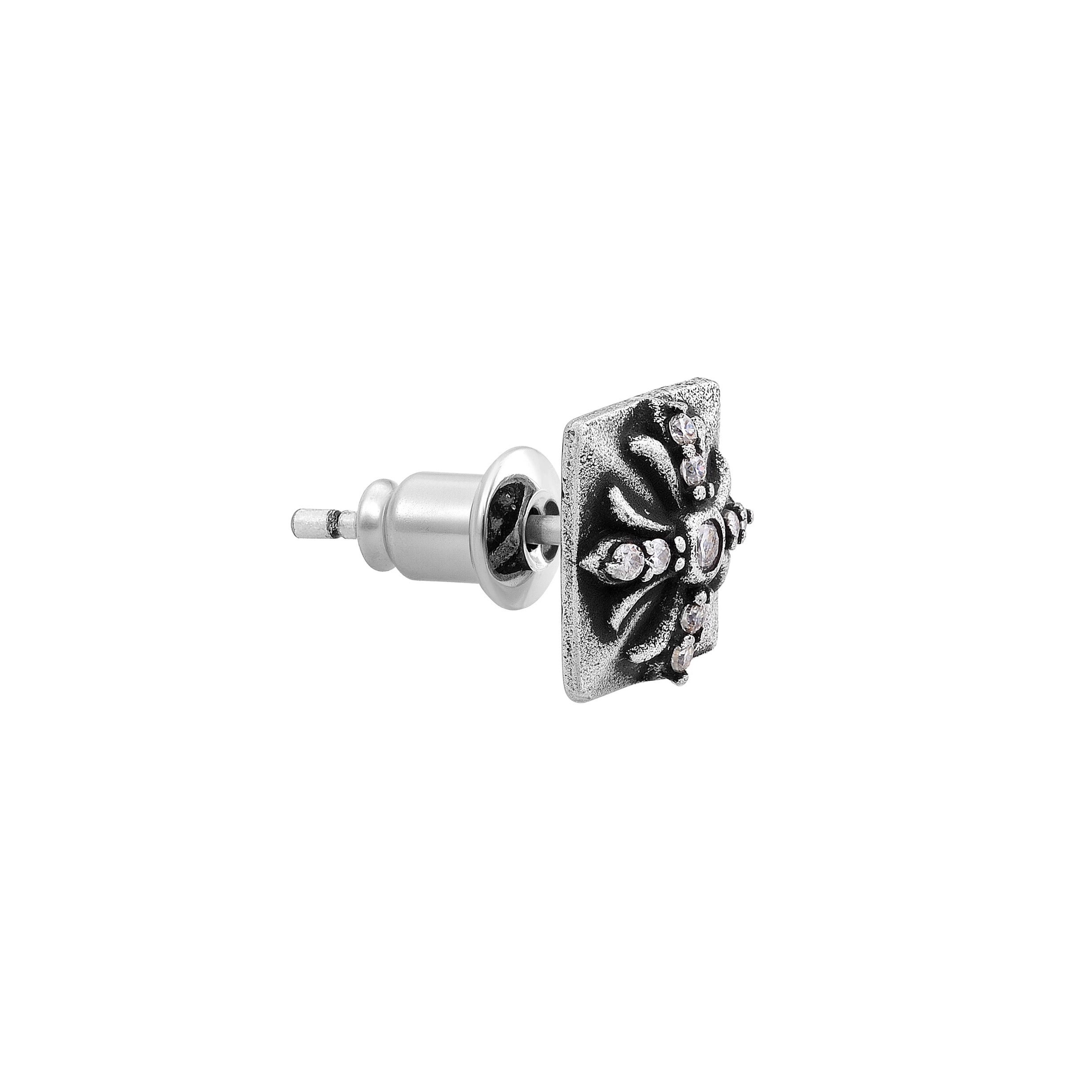 STORMBOUND – Boucles d’oreilles Carrées 9 mm en Moissanite VVS1 et Argent 925 Vieilli