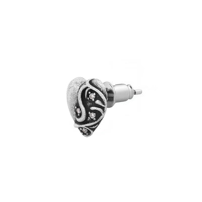 HEAVENBREAKER – Boucles d’oreilles Cœur Sculpté 10 mm en Moissanite VVS1 et Argent 925 Vieilli
