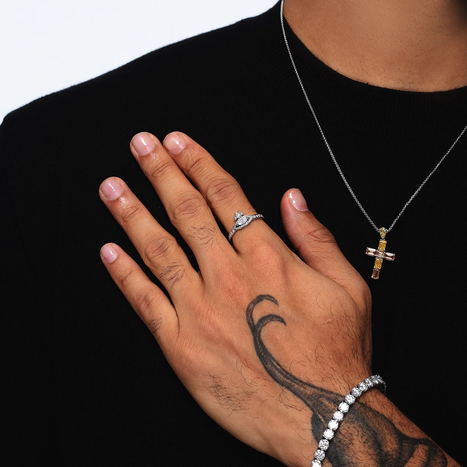 CRYSTAL SIN – Bague Saturne en Moissanite VVS1 et Argent 925