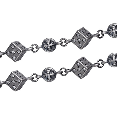 SAINT DICE – Bracelet Dés 18 cm en Moissanite VVS1 et Platine Vieilli