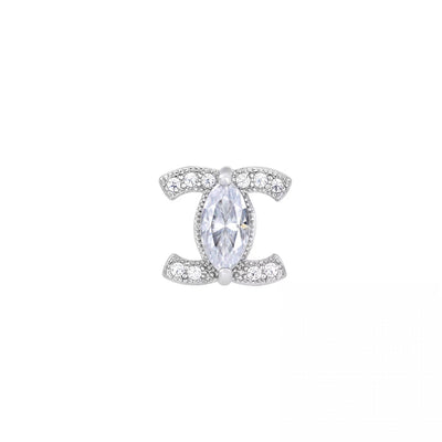 CRYSTAL SIN – Boucles d’oreilles Double C 8 mm en Moissanite VVS1 et Argent 925