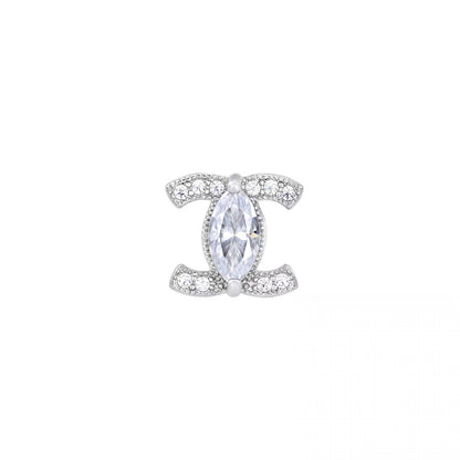 CRYSTAL SIN – Boucles d’oreilles Double C 8 mm en Moissanite VVS1 et Argent 925