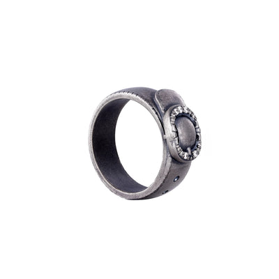 DARK BELT – Bague Ceinture en Moissanite VVS1 et Platine Vieilli