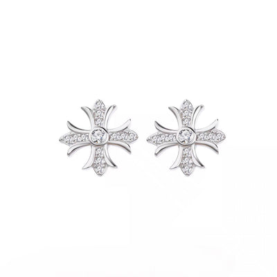 LYS GOTH – Boucles d’oreilles Croix 10 mm en Argent 925