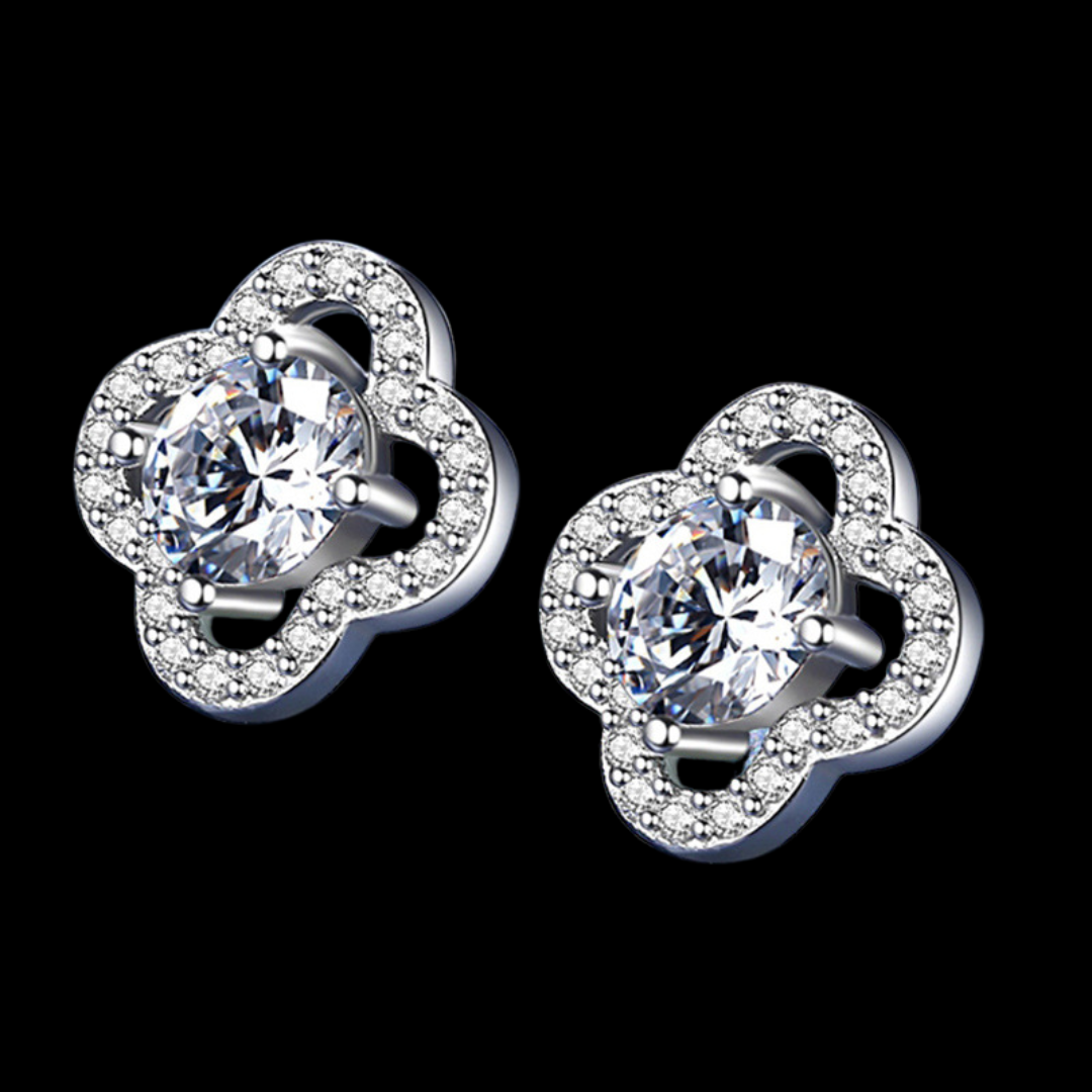 ALTAIR - Boucles d'oreilles Trèfles en Moissanite VVS1 - Argent 925