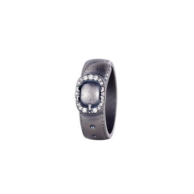 DARK BELT – Bague Ceinture en Moissanite VVS1 et Platine Vieilli