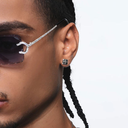 STORMBOUND – Boucles d’oreilles Carrées 9 mm en Moissanite VVS1 et Argent 925 Vieilli