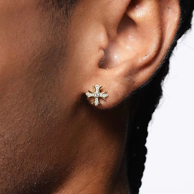 LYS GOTH – Boucles d’oreilles Croix 10 mm en Argent 925