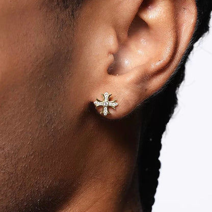 LYS GOTH – Boucles d’oreilles Croix 10 mm en Argent 925