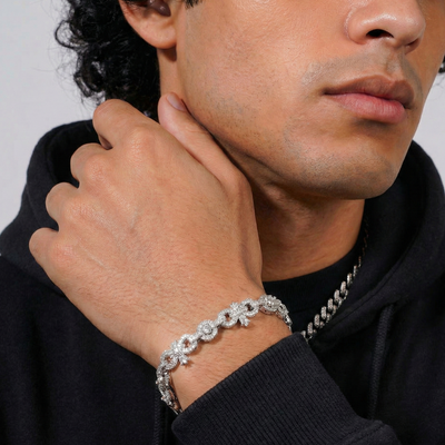 ZAMO - Bracelet En Croix 10 mm en Moissanite VVS1  - Argent 925