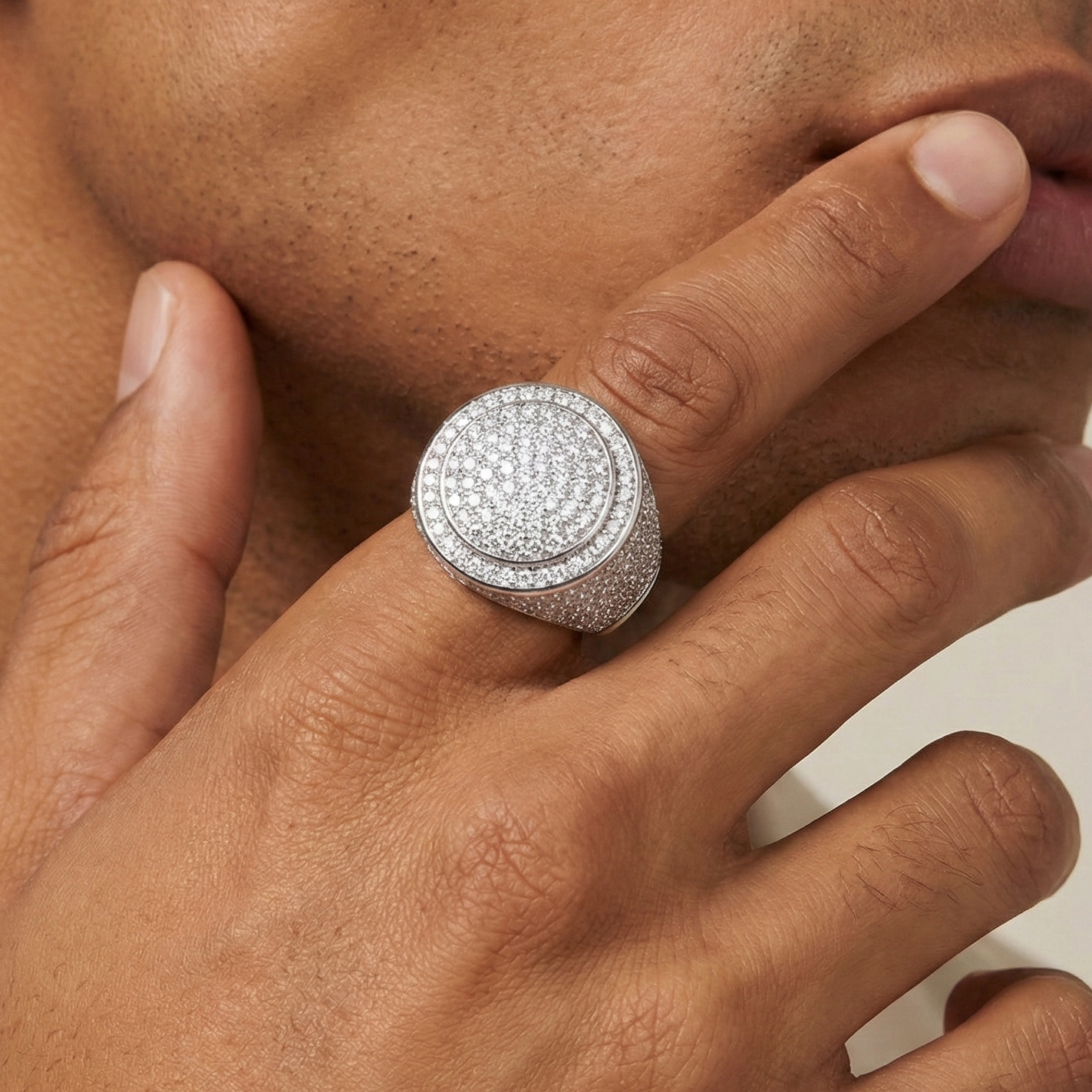 LUNO - Bague Ronde Moissanite VVS1 10 mm - Argent 925