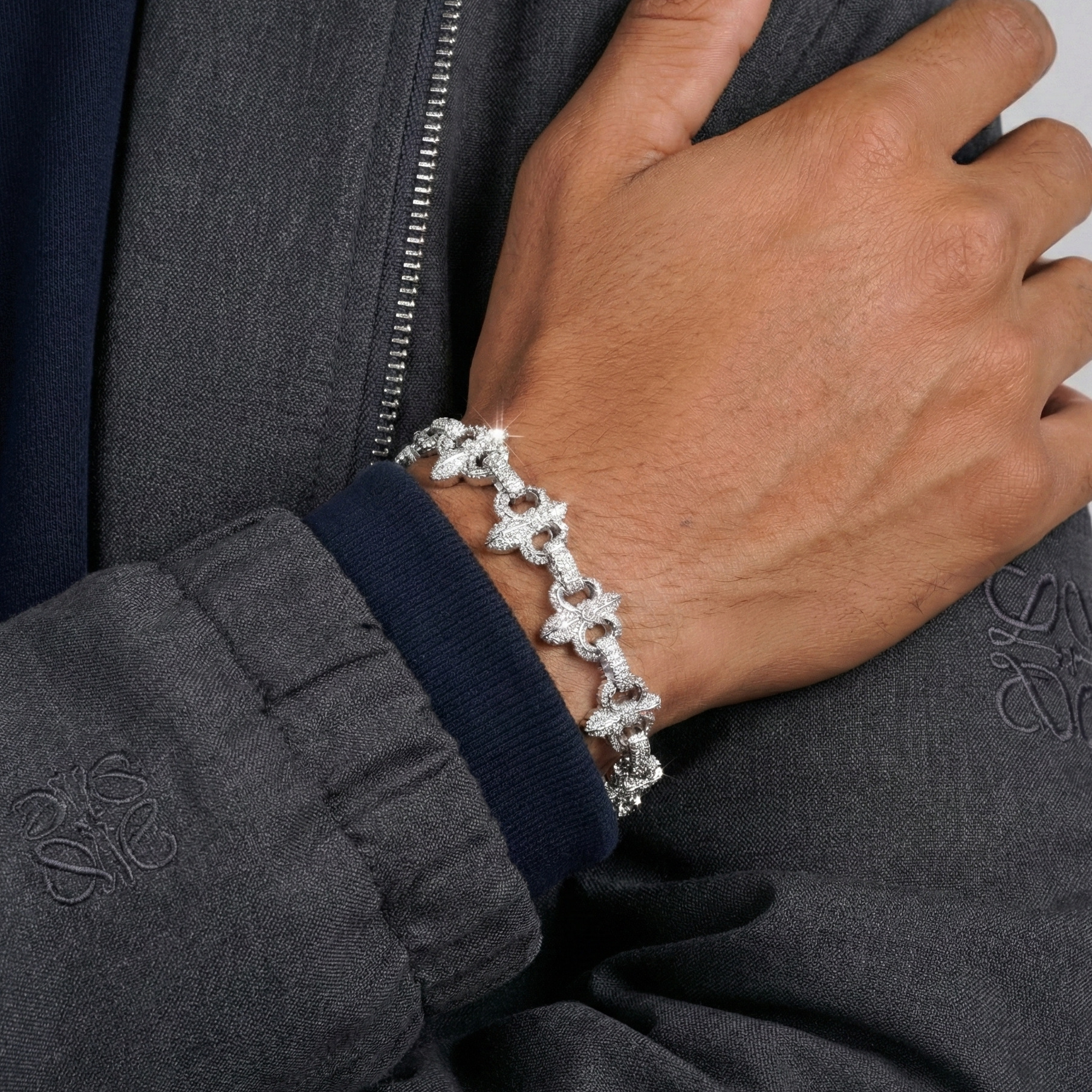 LYSSA - Bracelet Fleur de Lys 16 mm Moissanite VVS1 - Argent 925