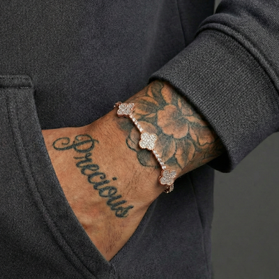LYLUX - Chaine de Tennis fleurie 3/4 mm en Moissanite VVS1  - Argent 925
