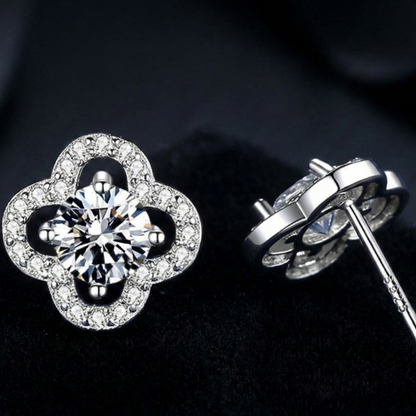 ALTAIR - Boucles d'oreilles Trèfles - Moissanite VVS1 Argent 925