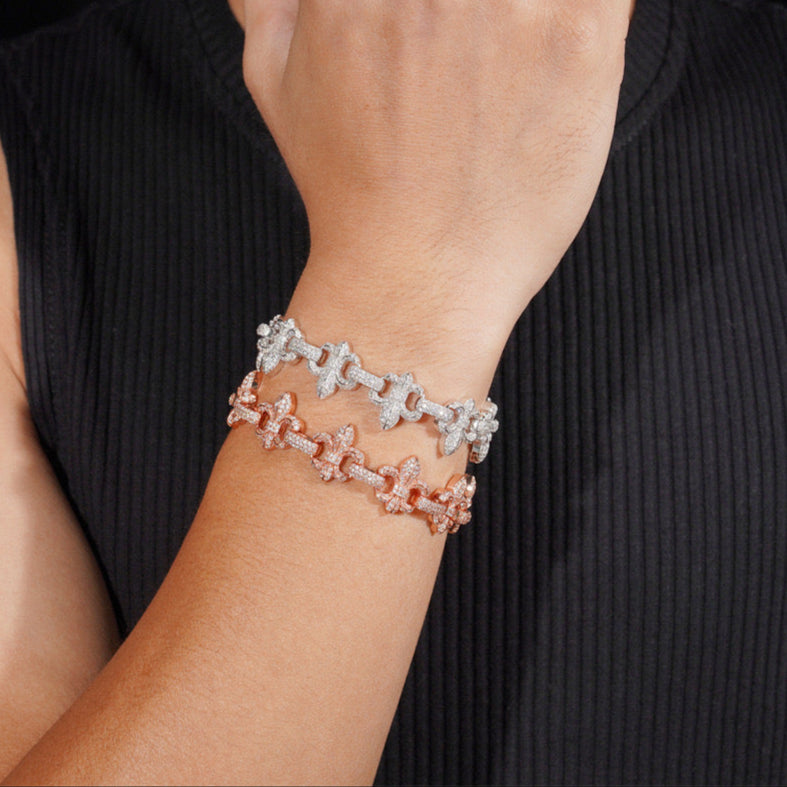 LYSSA - Bracelet Fleur de Lys 16 mm Moissanite VVS1 - Argent 925