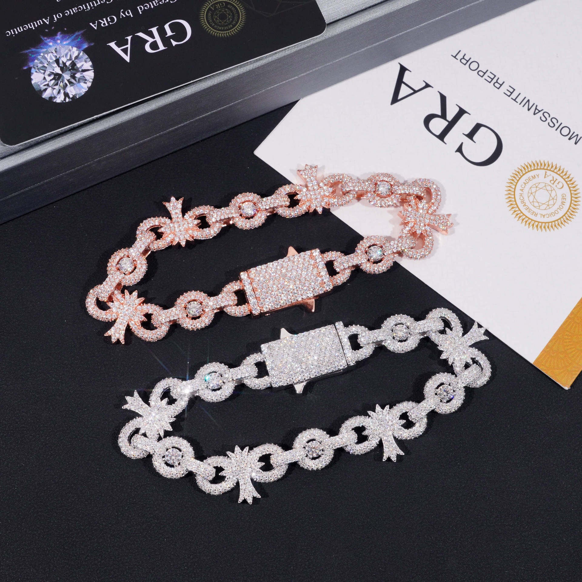 ZAMO - Bracelet En Croix 10 mm en Moissanite VVS1  - Argent 925