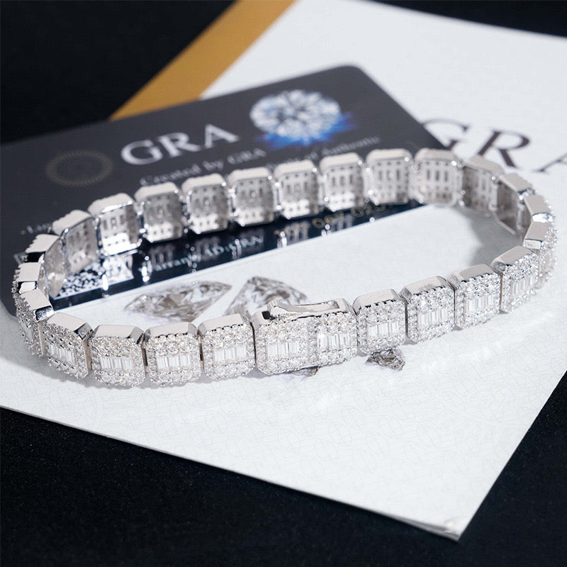 FUJO - Bracelet coupe baguette 9 mm en Moissanite VVS1 - Argent 925
