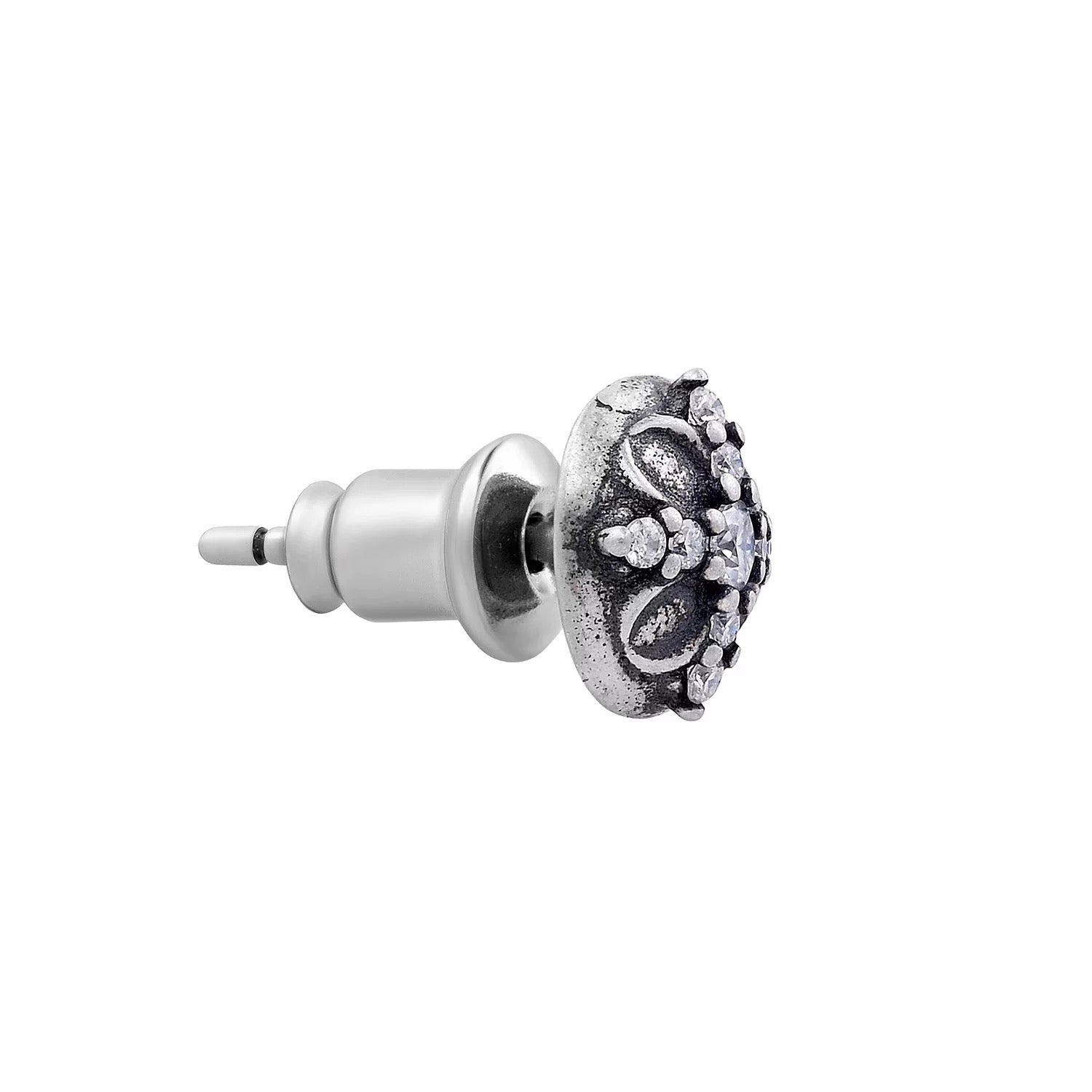 BLACK HALO – Boucles d’oreilles Croix 10 mm en Argent 925 Vieilli