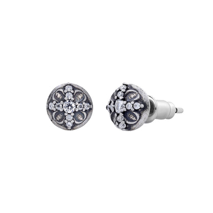 BLACK HALO – Boucles d’oreilles Croix 10 mm en Argent 925 Vieilli
