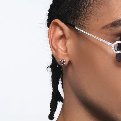 SACRED LYS – Boucles d’oreilles Fleur de Lys 9 mm en Argent 925 Vieilli