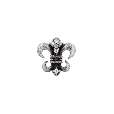SACRED LYS – Boucles d’oreilles Fleur de Lys 9 mm en Argent 925 Vieilli