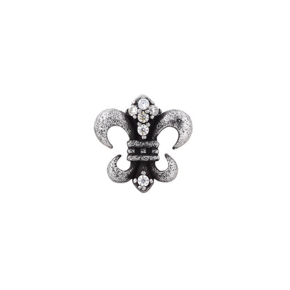 SACRED LYS – Boucles d’oreilles Fleur de Lys 9 mm en Argent 925 Vieilli