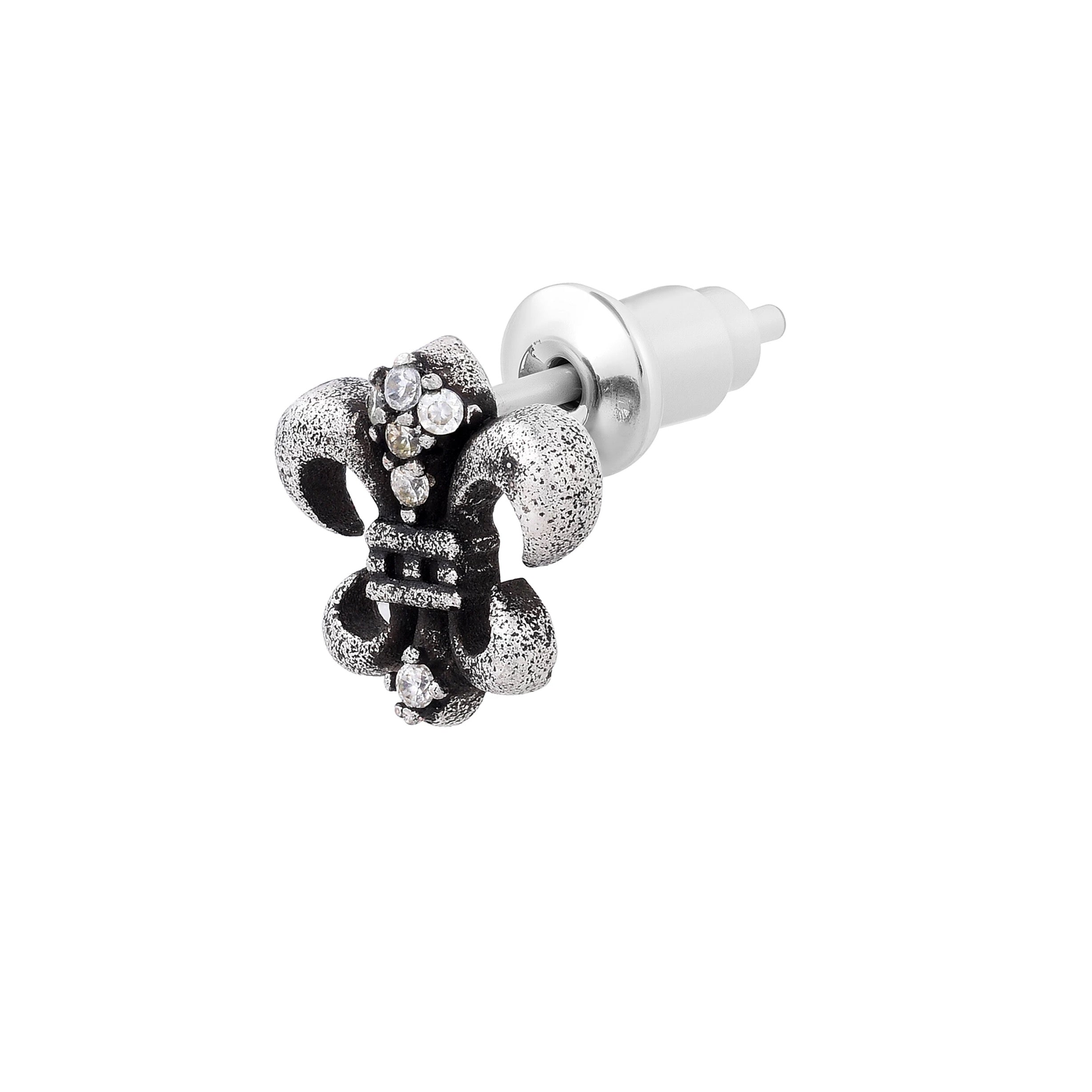 SACRED LYS – Boucles d’oreilles Fleur de Lys 9 mm en Argent 925 Vieilli