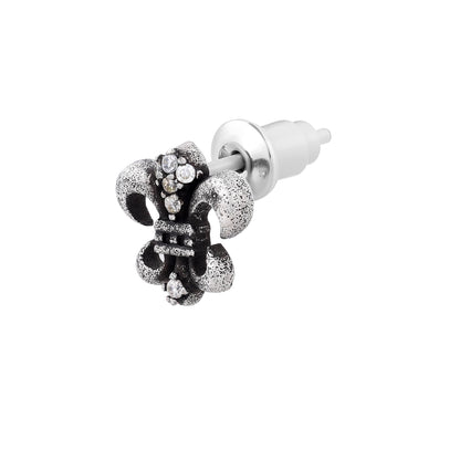 SACRED LYS – Boucles d’oreilles Fleur de Lys 9 mm en Argent 925 Vieilli