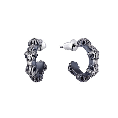 LYS ETERNAL – Boucles d’oreilles Anneaux 12 mm en Argent 925 Vieilli