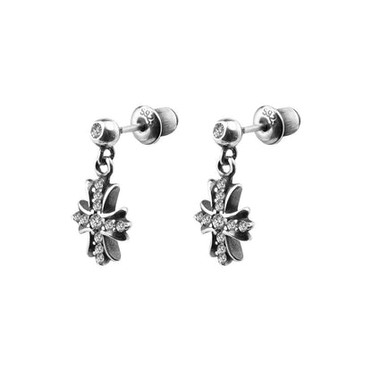 LOST SAINT – Boucles d’oreilles Croix 10 mm en Moissanite VVS1 et Argent 925 Vieilli