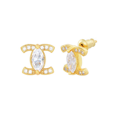 CRYSTAL SIN – Boucles d’oreilles Double C 8 mm en Moissanite VVS1 et Argent 925