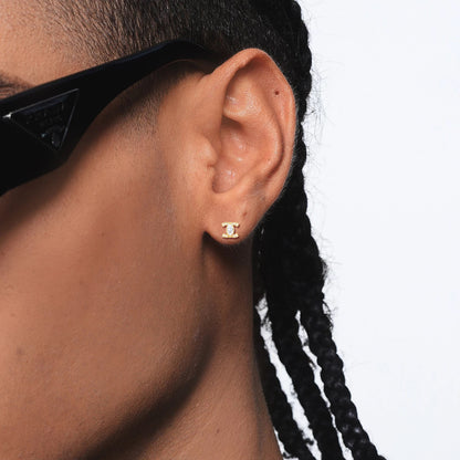 CRYSTAL SIN – Boucles d’oreilles Double C 8 mm en Moissanite VVS1 et Argent 925