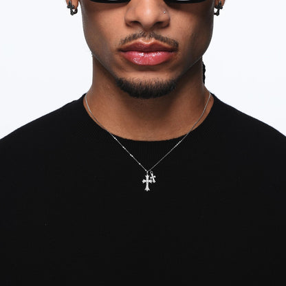 ETERNAL SHINE – Collier Double Croix en Argent 925