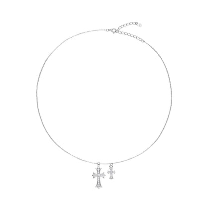 ETERNAL SHINE – Collier Double Croix en Argent 925
