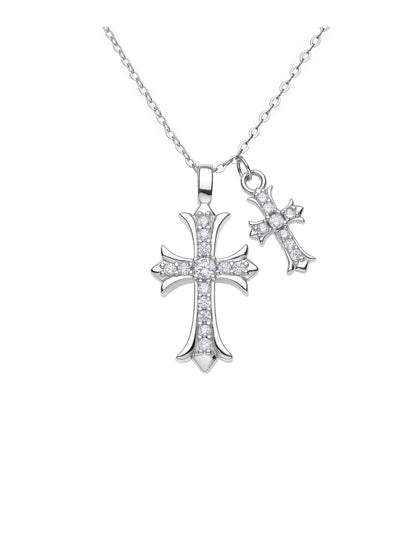 ETERNAL SHINE – Collier Double Croix en Argent 925