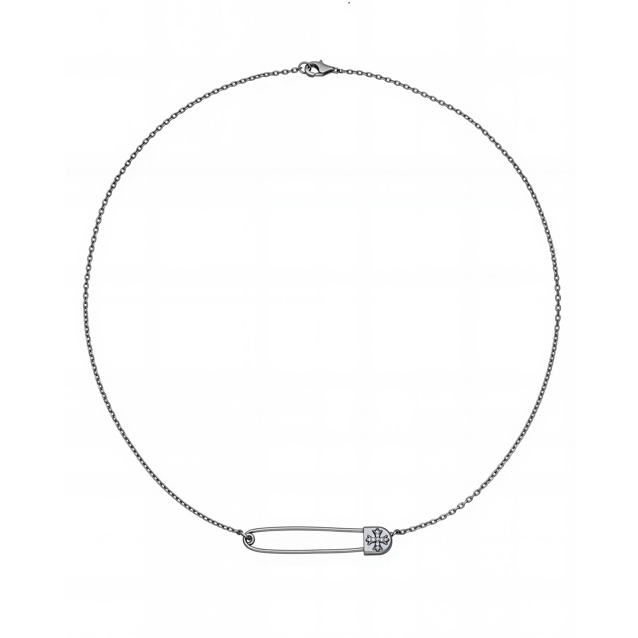 LUX OBSCURA – Collier Épingle en Moissanite VVS1 et Platine Vieilli