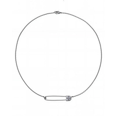 LUX OBSCURA – Collier Épingle en Moissanite VVS1 et Platine Vieilli
