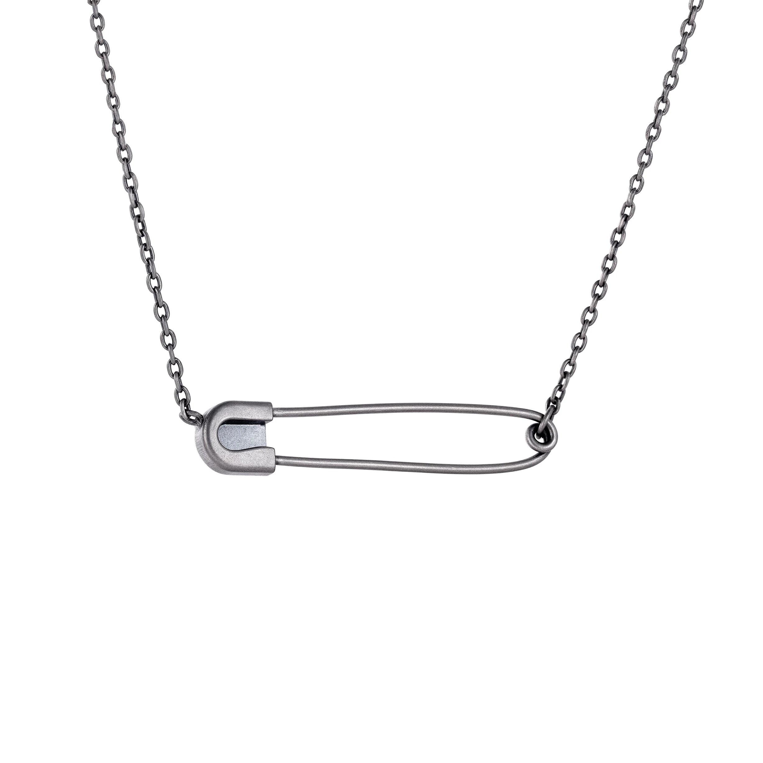 LUX OBSCURA – Collier Épingle en Moissanite VVS1 et Platine Vieilli