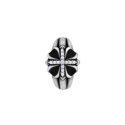 NOCTURNAL GLORY – Bague Croix en Moissanite VVS1 et Platine Vieilli