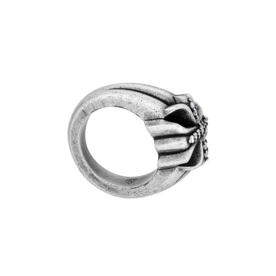 NOCTURNAL GLORY – Bague Croix en Moissanite VVS1 et Platine Vieilli