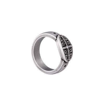 GOTH BELT – Bague Ceinture Croix en Moissanite VVS1 et Platine Vieilli