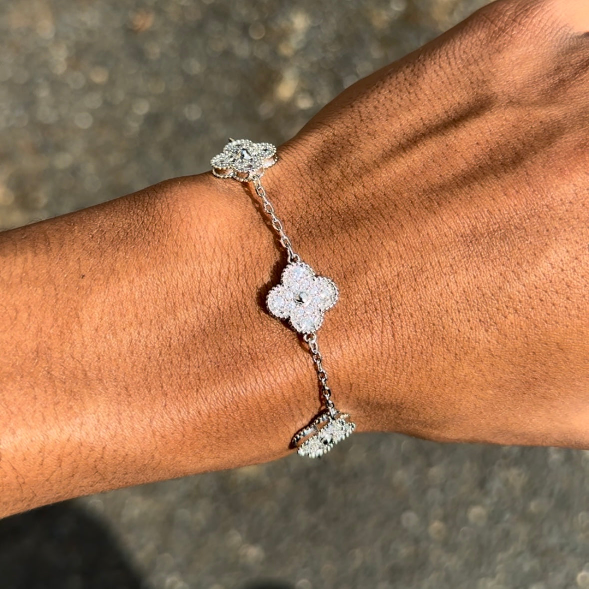 POLARIS - Bracelet Trèfle - Or blanc