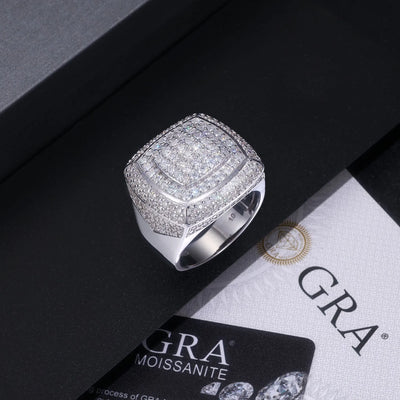 VELARO - Bague Carrée Bords Arrondis 13 mm Moissanite VVS1 - Argent 925