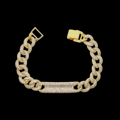 ALYCONE - Gourmette Cubaine - Or blanc Bracelet Maison Brillance Or 17cm 